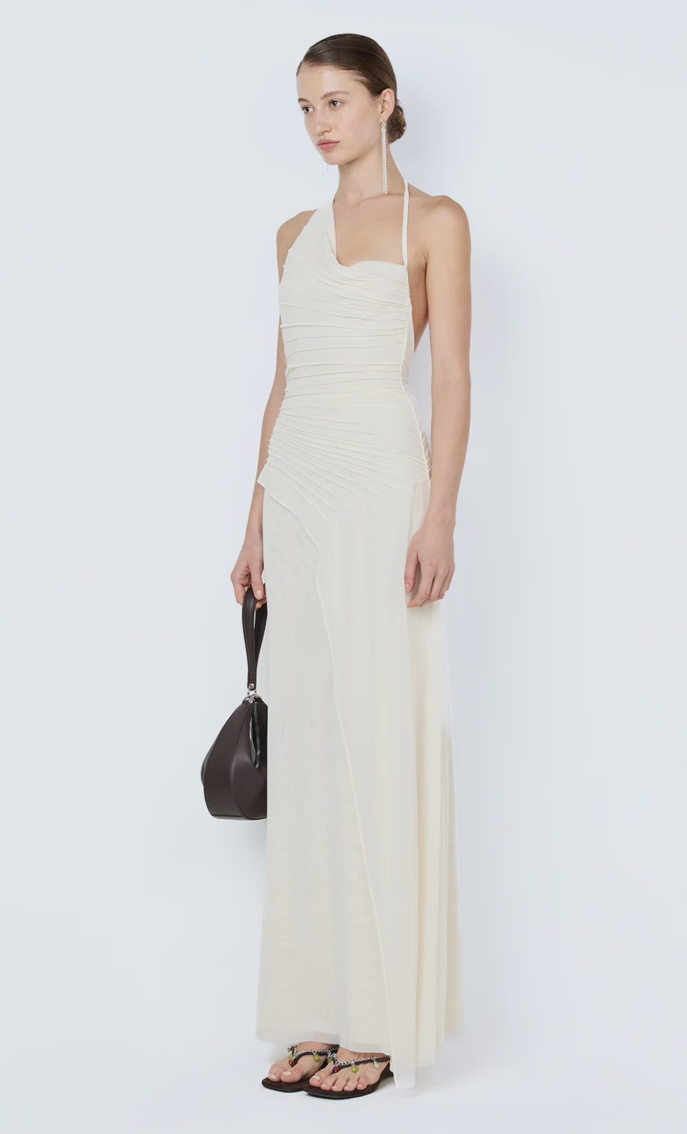 Brenna Pintuck Maxi Dress in Snow.