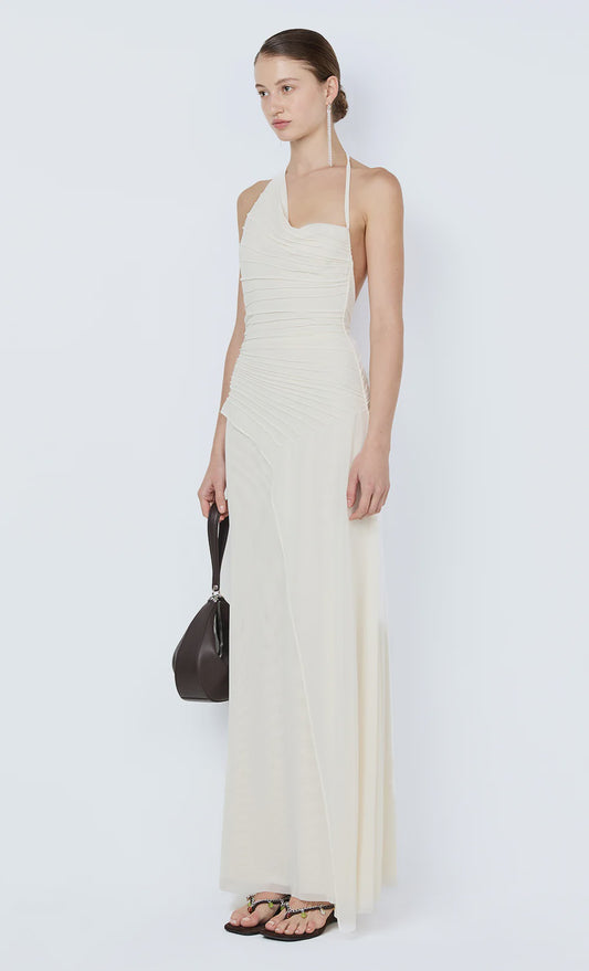 Brenna Pintuck Maxi Dress in Snow.