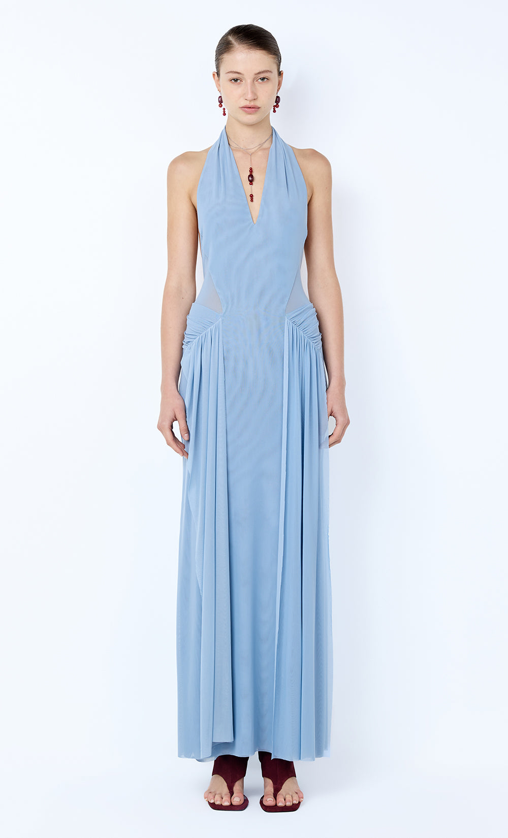 Juniper Halter Maxi Dress in Denim Blue