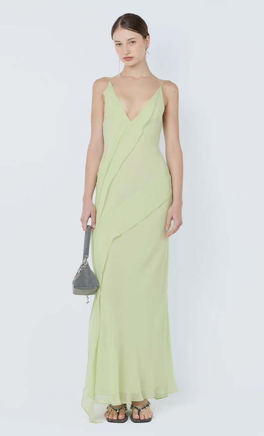 Sabrina Asym Maxi Dress in Wasabi