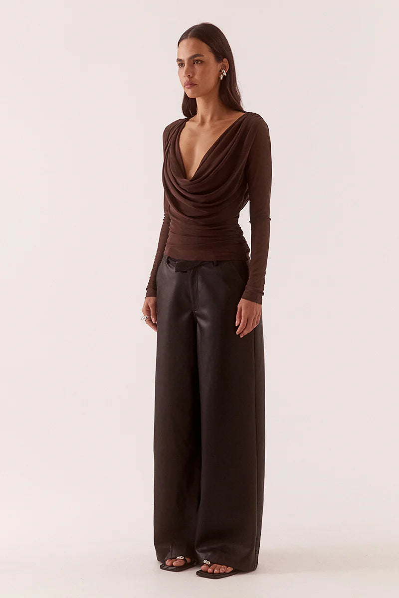 MYRIAD DRAPE TOP - RUM RAISIN