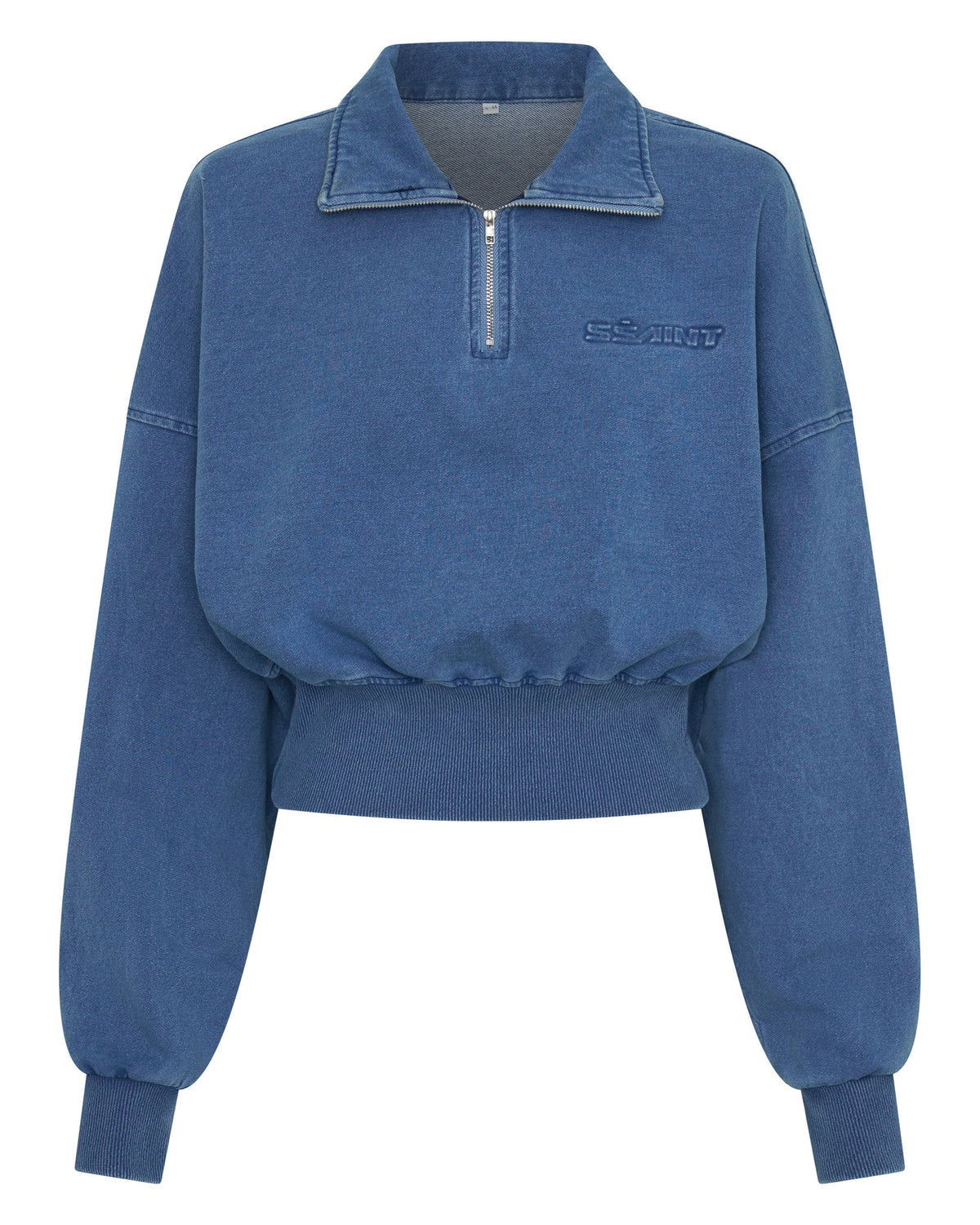 1/4 ZIP CROP JUMPER - DENIM BLUE