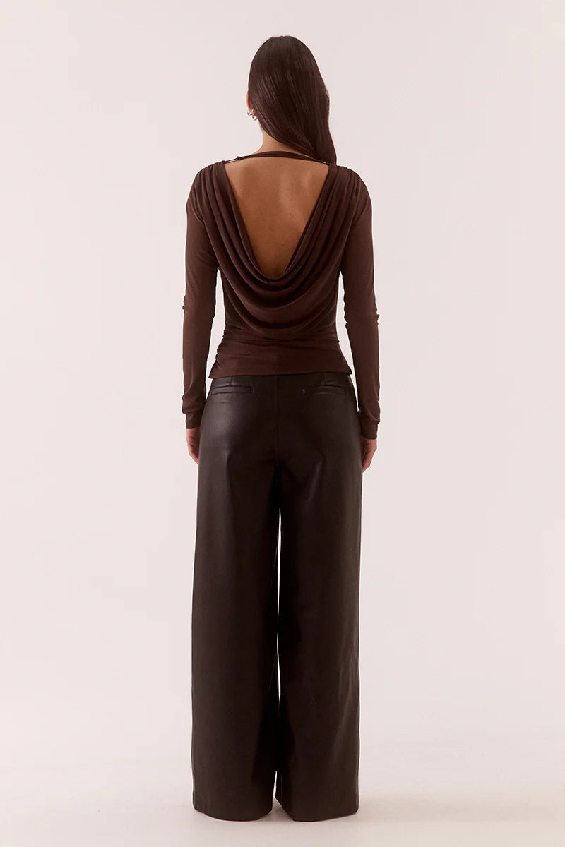 MYRIAD DRAPE TOP - RUM RAISIN