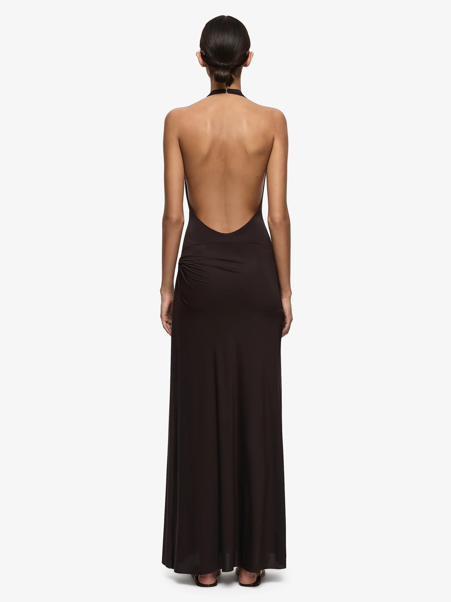 Court Halter Maxi Dress in Dark Chocolate