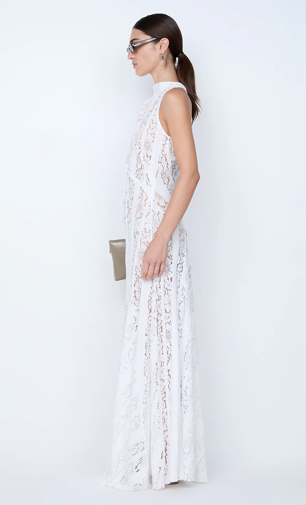 Henrietta High Neck Maxi Dress in White