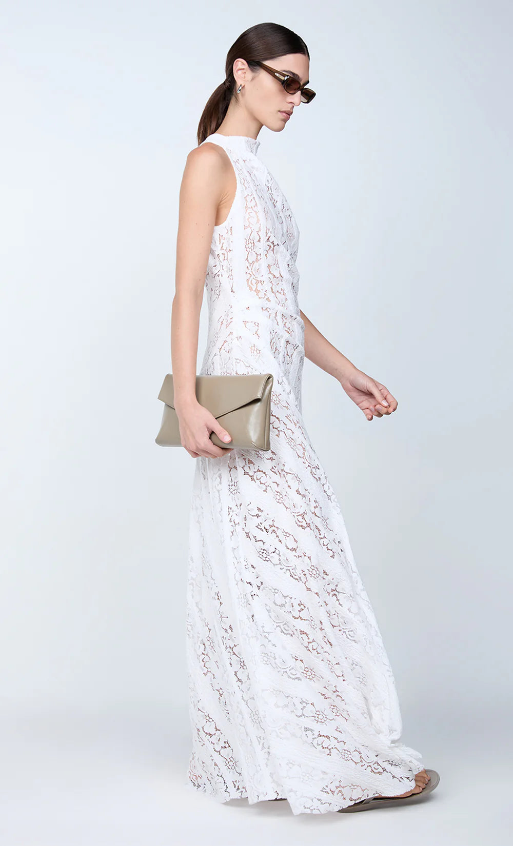 Henrietta High Neck Maxi Dress in White