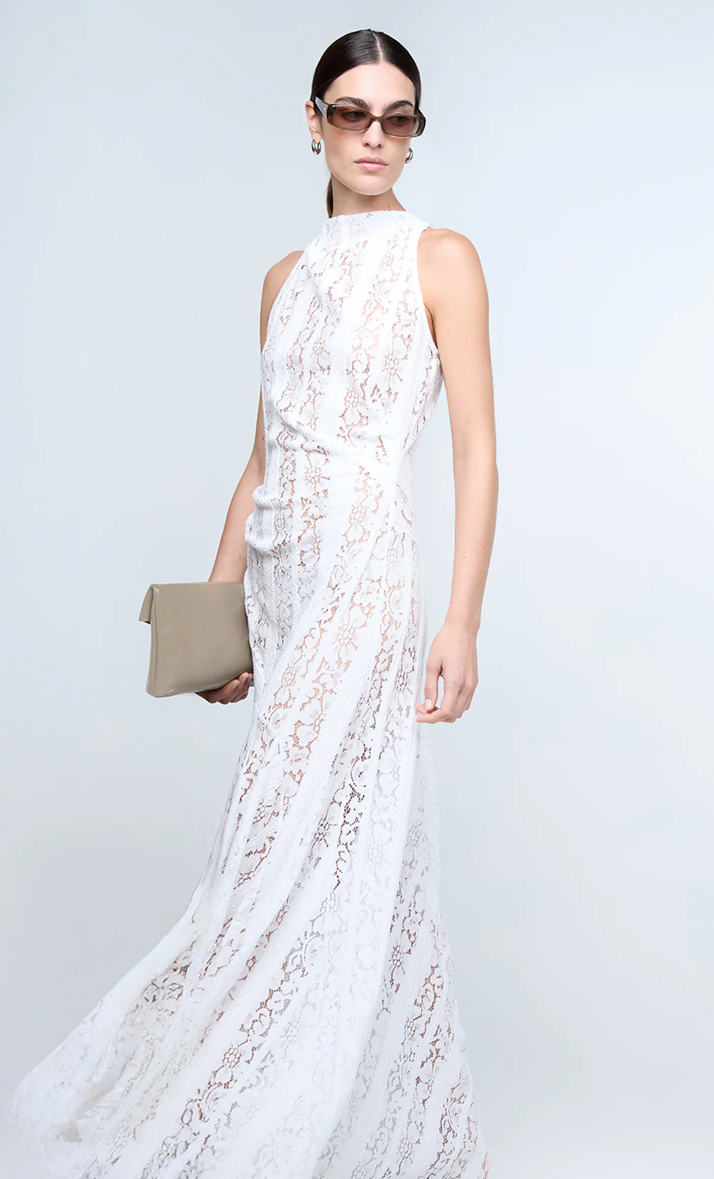 Henrietta High Neck Maxi Dress in White
