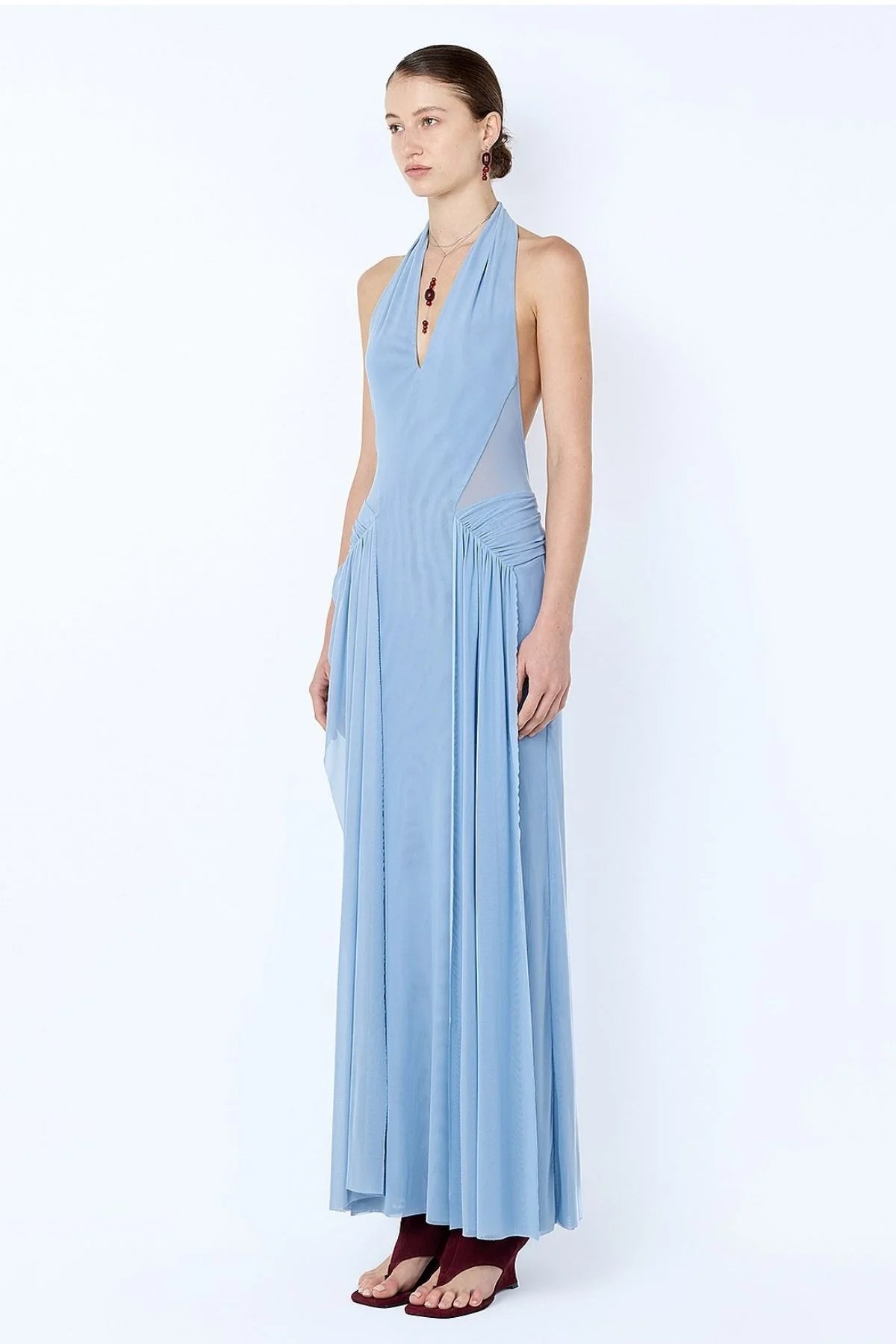 Juniper Halter Maxi Dress in Denim Blue
