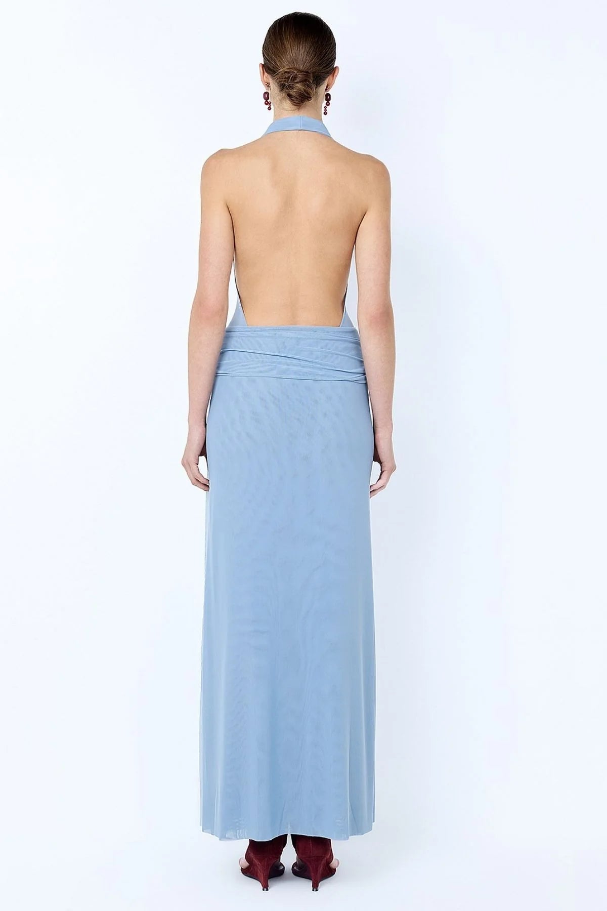 Juniper Halter Maxi Dress in Denim Blue