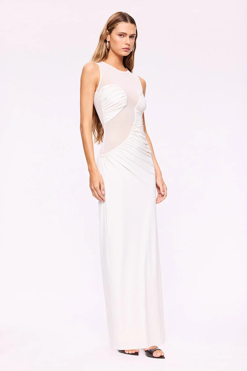 Marjo Sleeveless Midi Dress-White