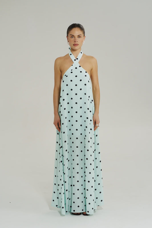 CROSS OVER HALTER MAXI DRESS