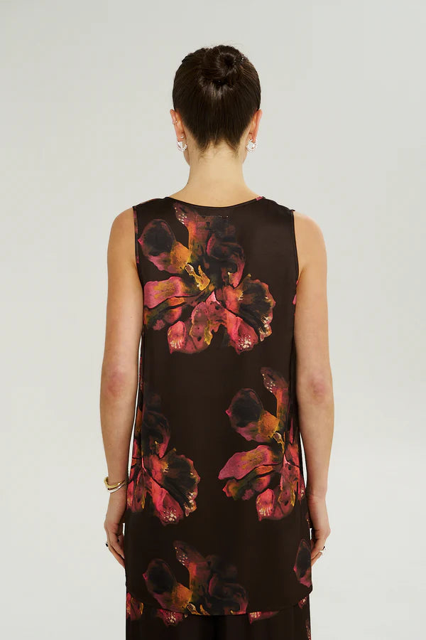 The Scoop Neck Tank -Chocolat Petals