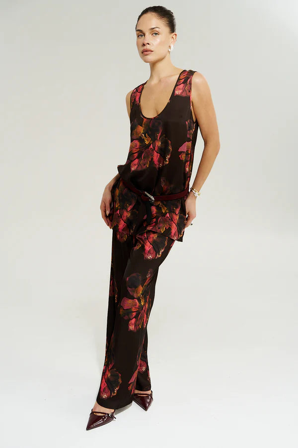 The Scoop Neck Tank -Chocolat Petals