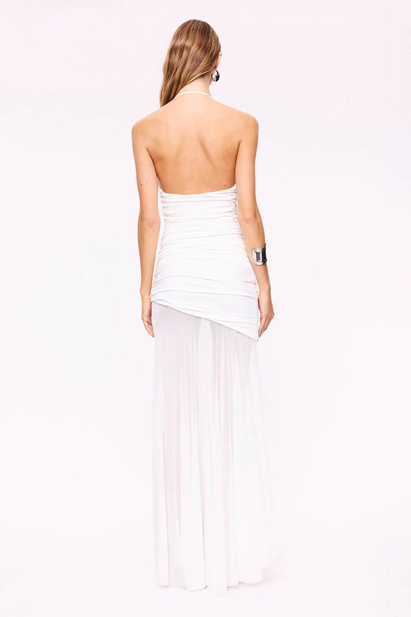 Violetta Ruched Maxi Dress - White