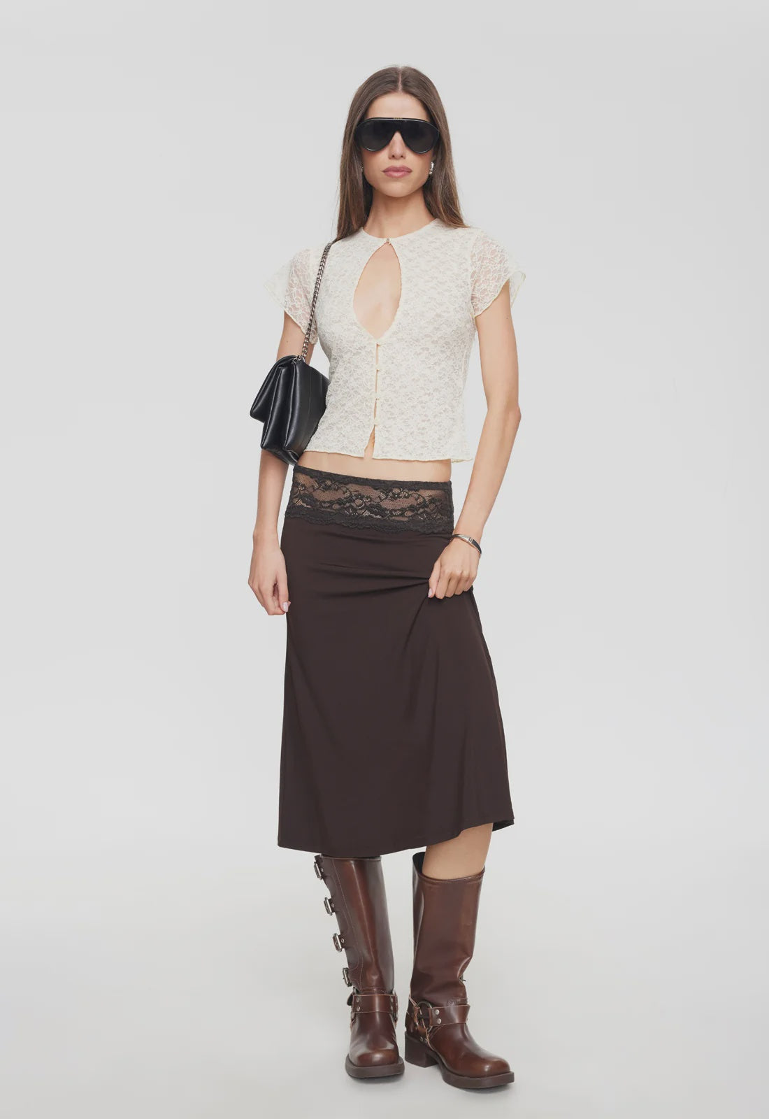 First Kiss Midi Skirt - Chocolate