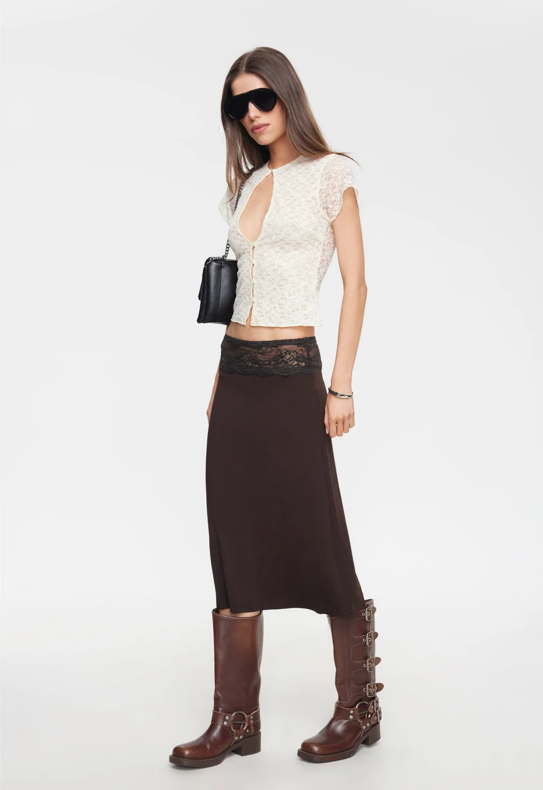First Kiss Midi Skirt - Chocolate