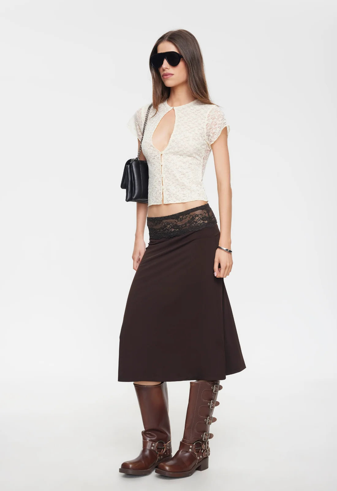 First Kiss Midi Skirt - Chocolate