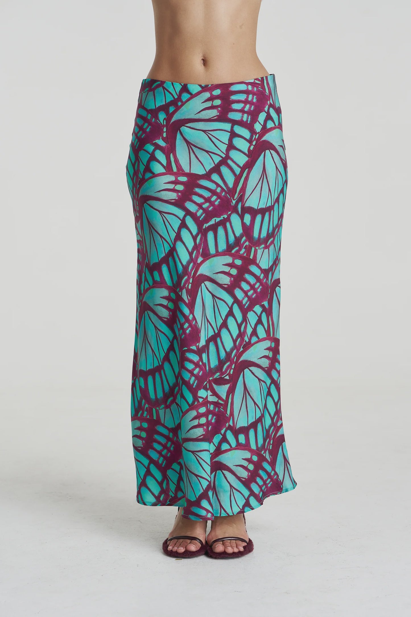 SLIP SKIRT-JADE BUTTERFLY