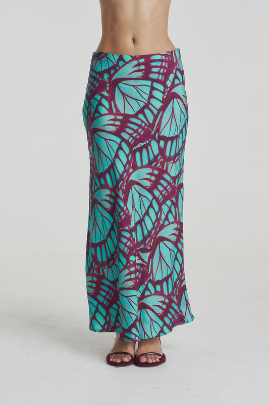 SLIP SKIRT-JADE BUTTERFLY
