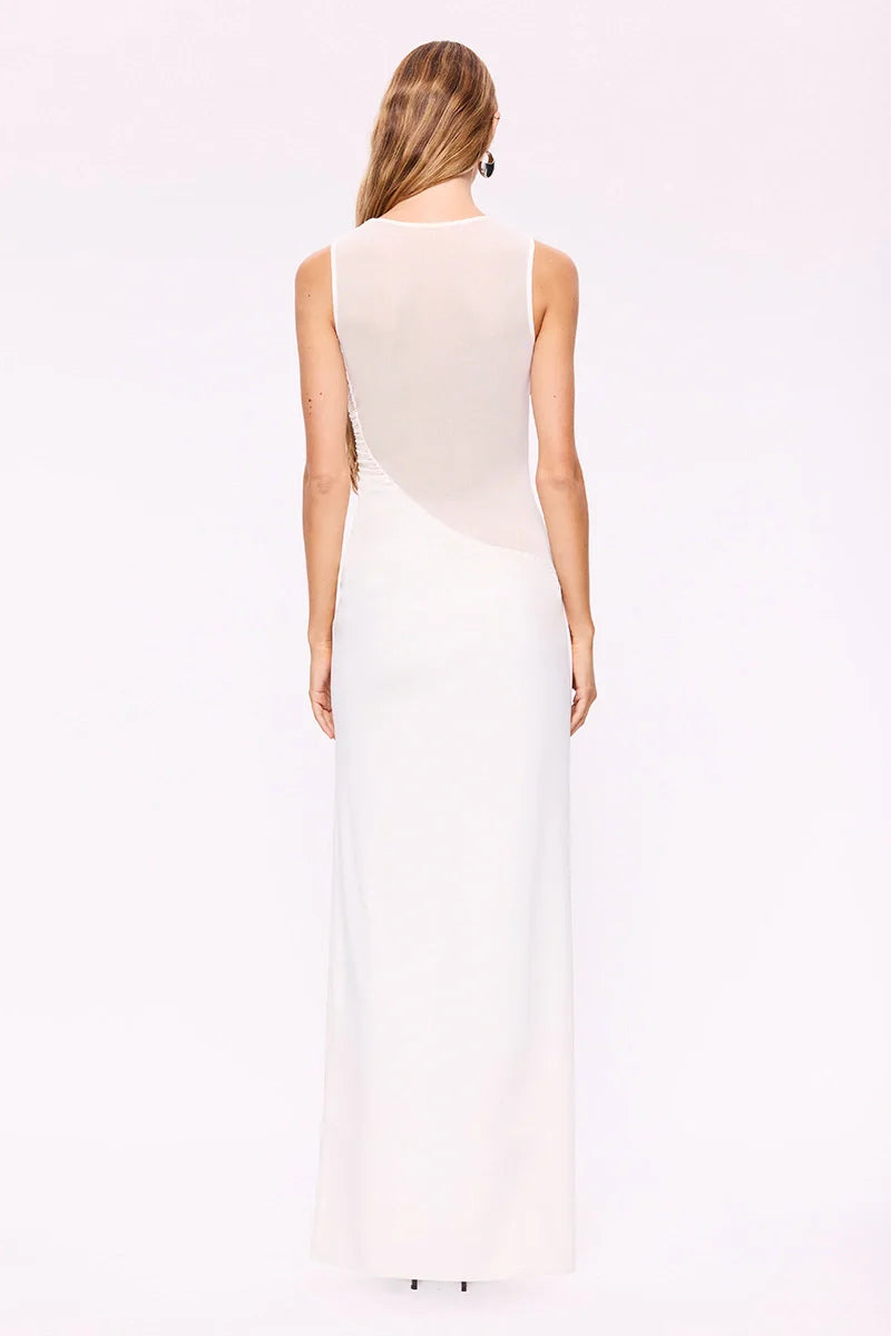 Marjo Sleeveless Midi Dress-White