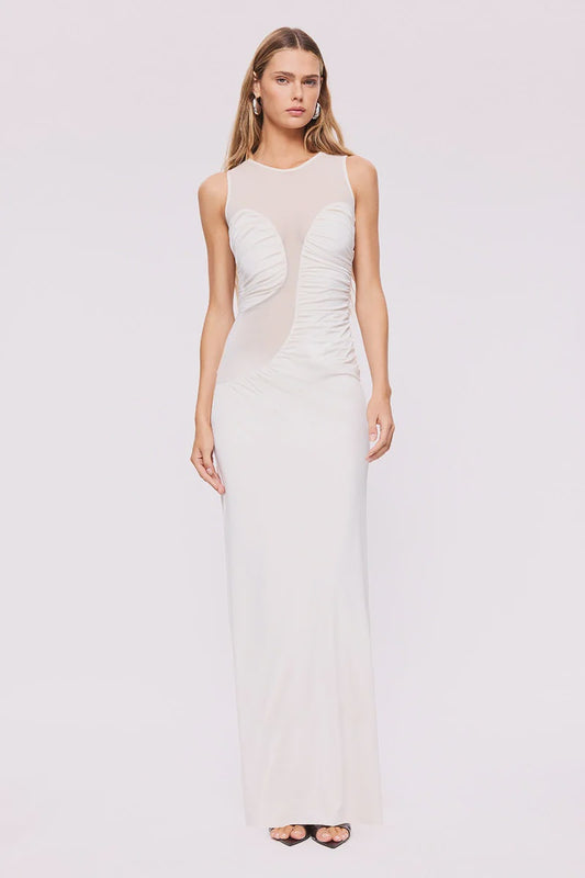 Marjo Sleeveless Midi Dress-White