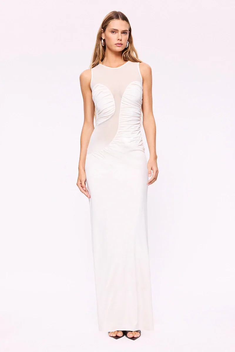 Marjo Sleeveless Midi Dress-White